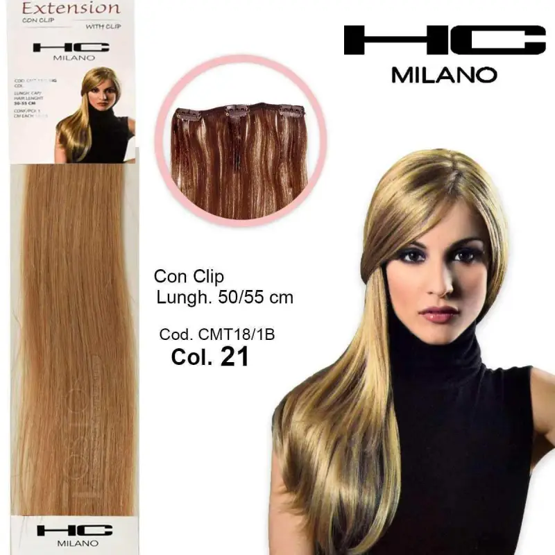 Hc milano extension 3 clip no remy largh.14-16cm lungh.50cm col.21 biondo chiarissimo luminoso 9