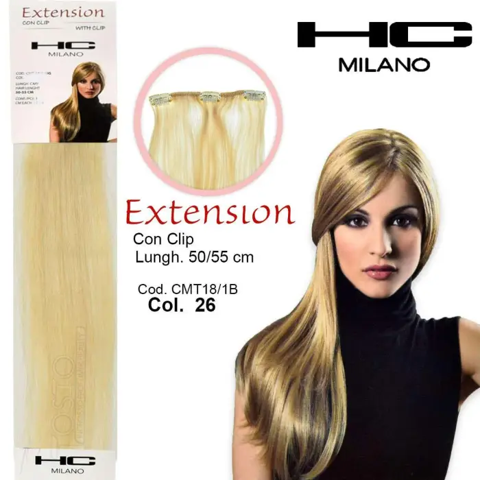 Hc milano extension 3 clip no remy largh 14-16cm lungh 50cm col 26 biondo ultrachiaro