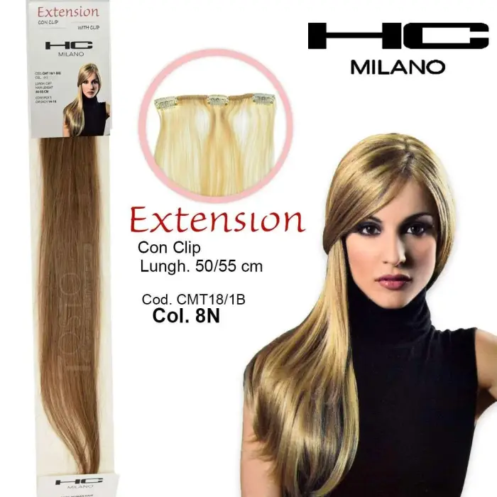 Hc milano extension 3 clip no remy largh.14-16cm lungh.50cm col.8n