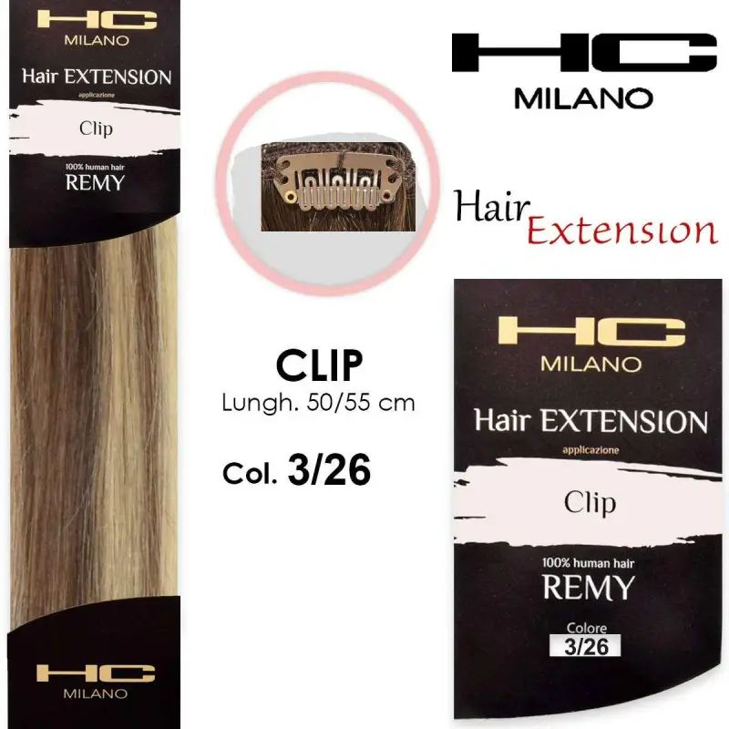 Hc milano extension 3 clip remy largh.14-16cm lungh.50cm col.3