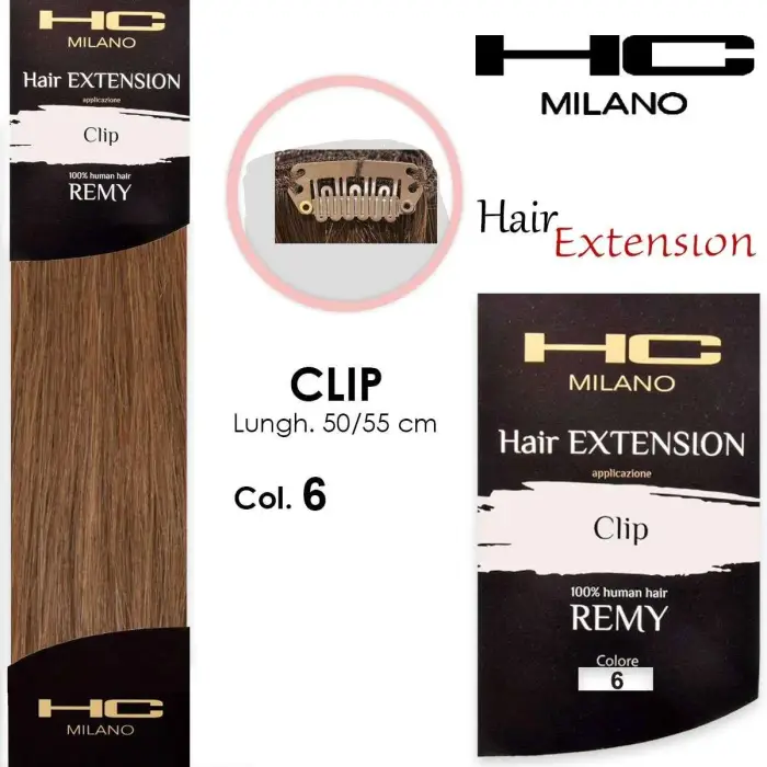 Hc milano extension 3 clip remy largh.14-16cm lungh.50cm col.6 biondo scuro dorato 6, 3