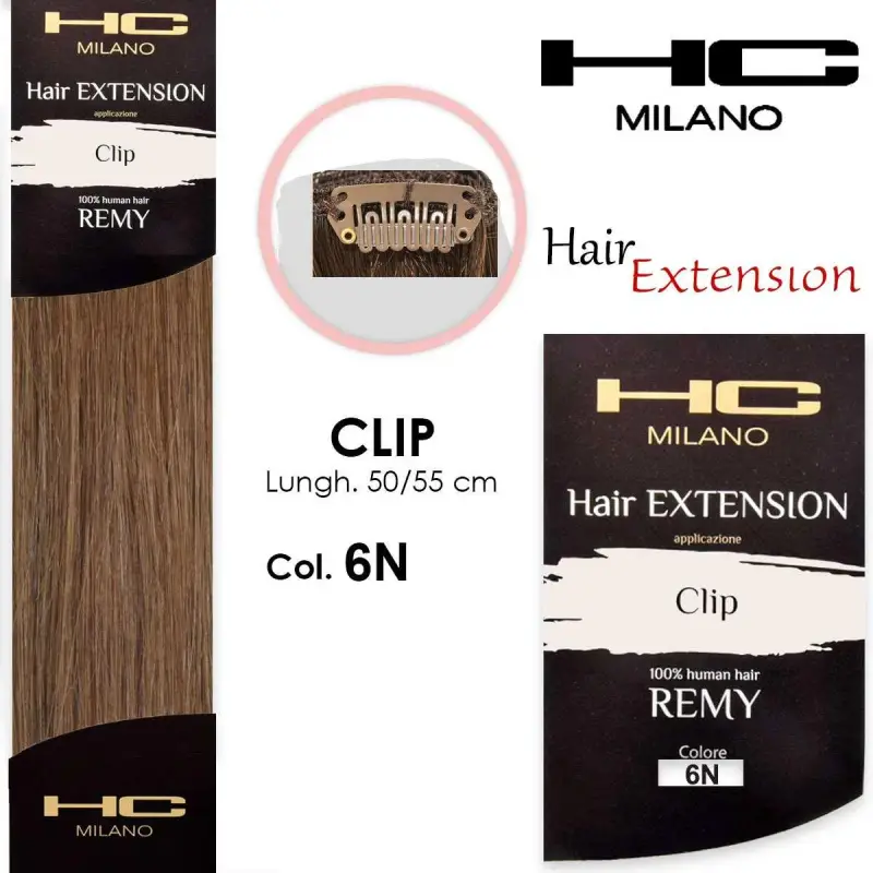 Hc milano extension 3 clip remy largh.14-16cm lungh.50cm col.6n beige 7, 013