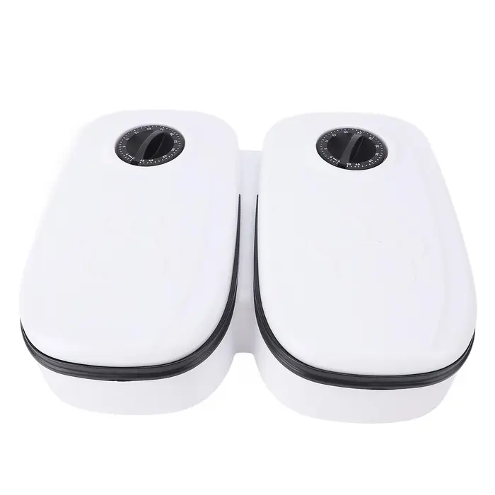 Distributore Automatico di Cibo per Animali Domestici 2 Pasti Funzione Timer Fondo Antiscivolo Ciotole Separate Dispenser Cibo Cani Gatti nero