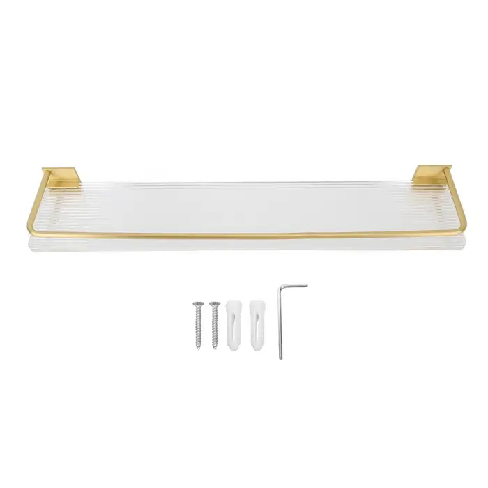 Mensola da Bagno da Parete 50cm Scaffale Organizzatore Multiuso Mensole da Parete per Bagno Soggiorno dorato