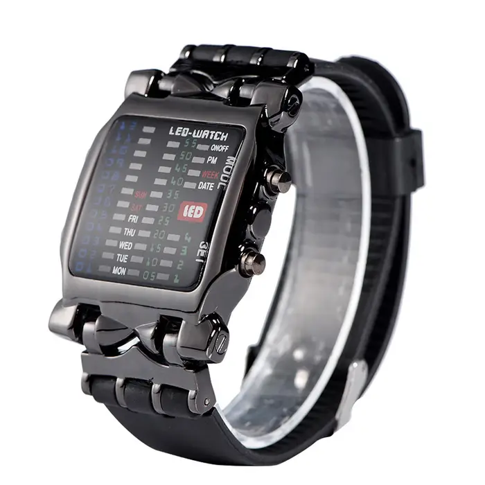 Orologio LED Elettronico Uomo Donna Cinturino PU Funzione Data Orologio da Polso