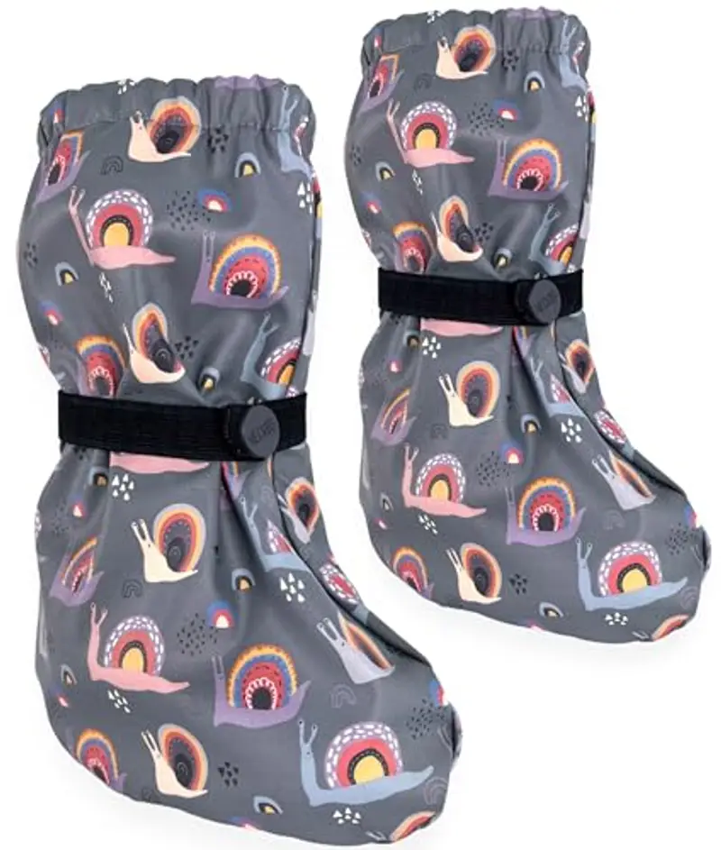 HECKBO Stivaletti da pioggia per bebè senza fodera in pile - Lumaca - 3-18 mesi - copriscarpe per neonati che gattonano