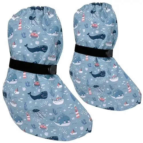 HECKBO Stivaletti da pioggia per bebè senza fodera in pile - Mare - 3-18 mesi - copriscarpe per neonati che gattonano