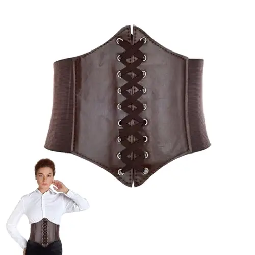 HeigeSeng Corsetto nero da pirata da donna, Corset cintura, costume da Halloween, corsetto nero pirata per donne, abito