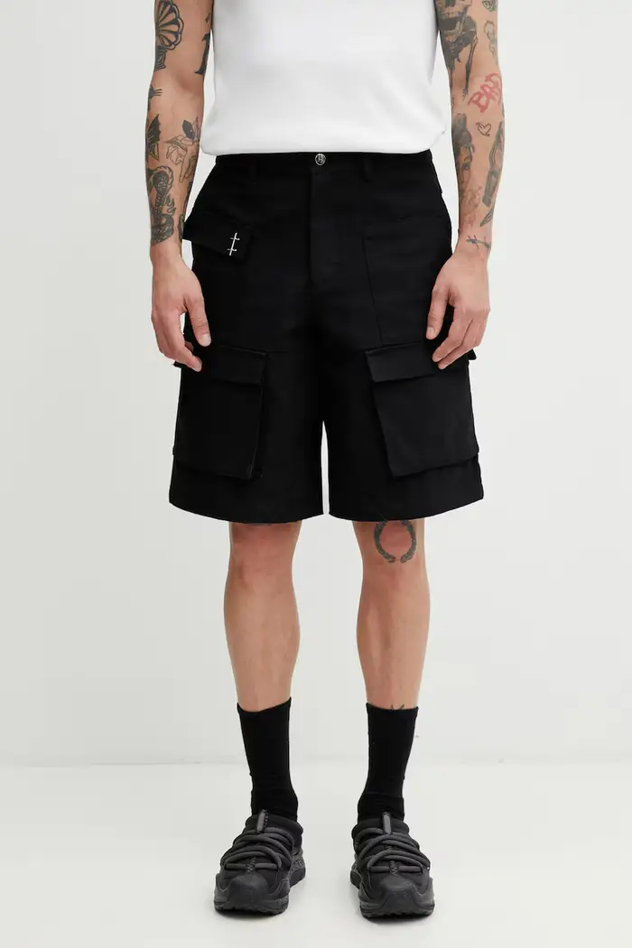 pantaloncini in jeans da uomo Nero