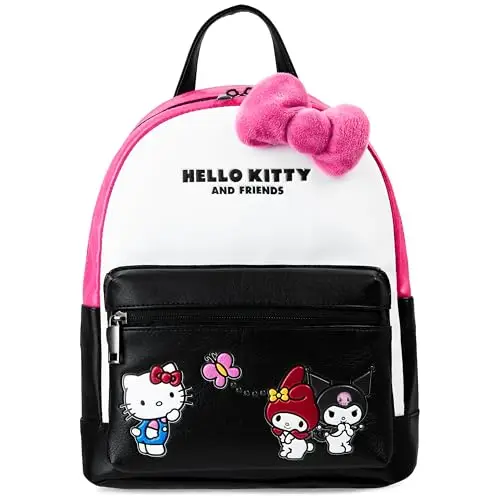 Hello Kitty Sanrio Zaino Bambina Donna Adolescenti, Moda Pelle PU Borse a Zainetto Kawaii Kuromi Regali per Lei