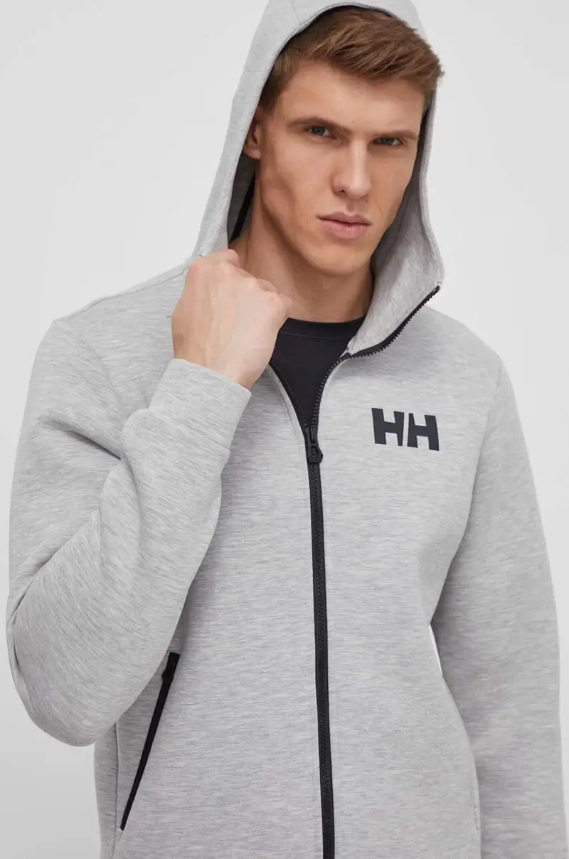 Helly Hansen felpa da sport Hydropower Ocean 2.0 colore grigio con cappuccio 34264
