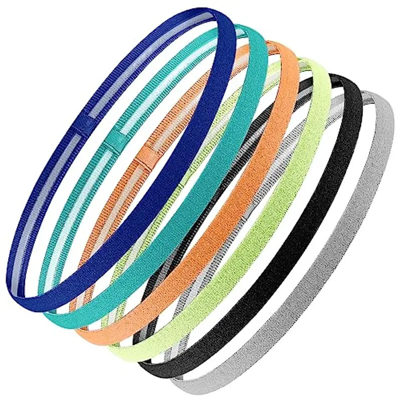 Hemiks 6 cerchietti per capelli da uomo, 6 colori, fascia elastica per ragazzi, sport, antiscivolo, per bambini, per yoga, calcio, jogging