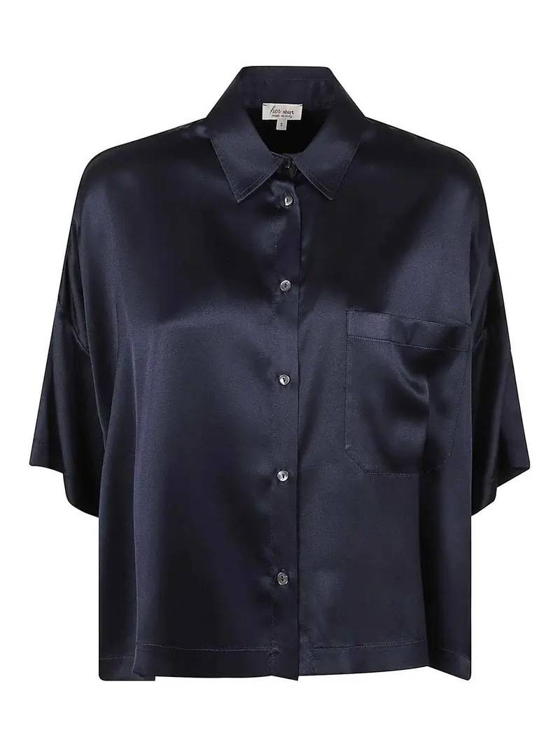 Her Camicia di miscela di seta Blu