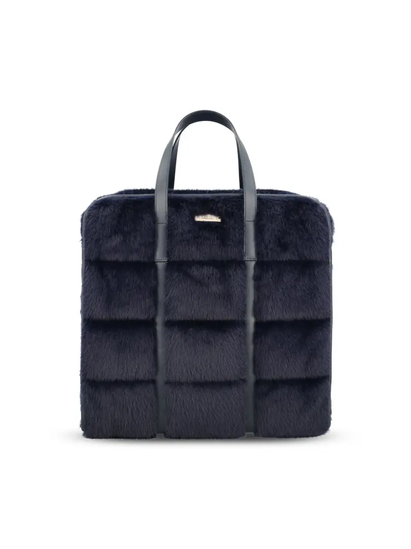 HERNO Borsa In Pelliccia Sintetica e Pelle BLU