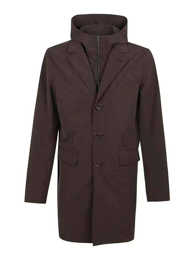 Herno Monopetto Con Pettorina City Life Marrone Scuro