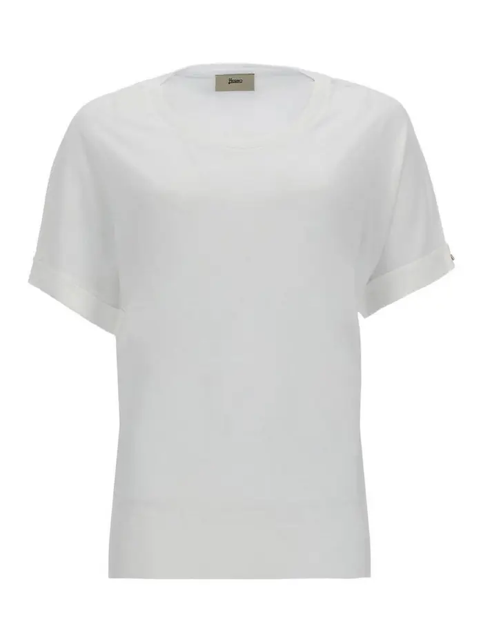 T-shirt bianca girocollo in cotone Bianco