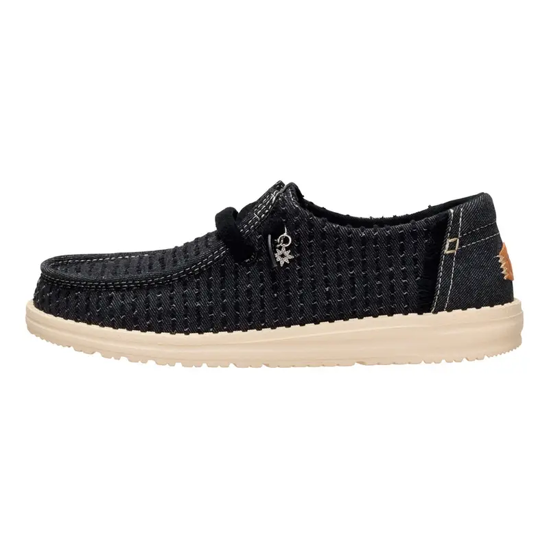 HEY DUDE Wendy Frayed Canvas Black