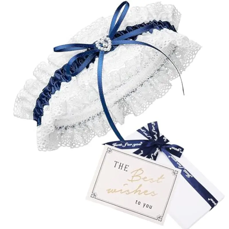 HEYOMI Giarrettiera da Sposa Blu Brillantini