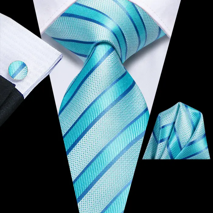 Cravatte Hi-Tie da uomo Set di cravatte in seta Gemelli con fazzoletto da taschino Set di cravatte da uomo per matrimoni formali e feste aziendali N-3746