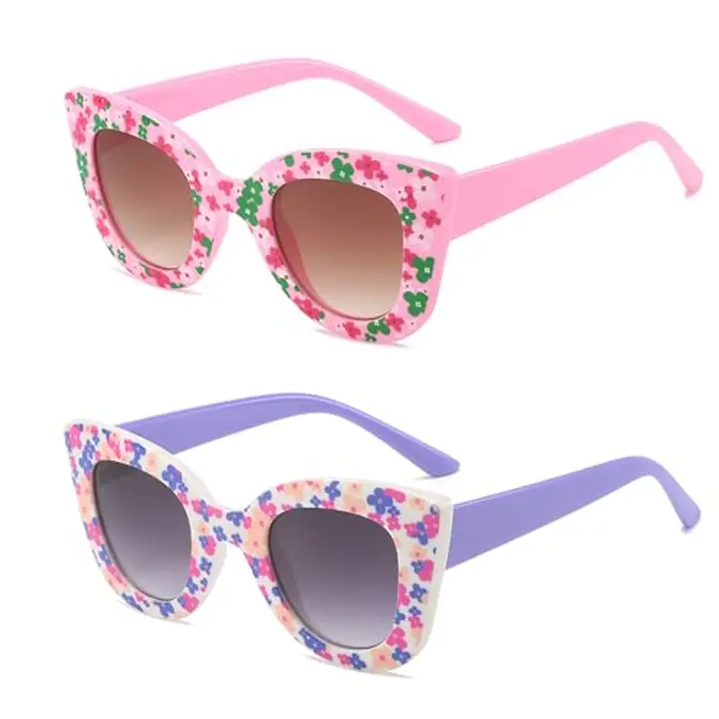 Hifot 2 Pezzi Occhiali da Sole per Ragazza, Occhiali da Fiore UV400 Ultravioletti per Occhiali da sole Divertenti
