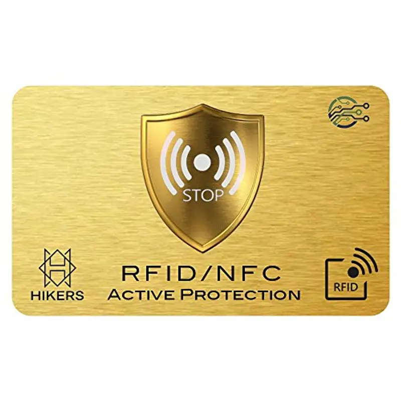 HIKERS Unisex-Adulti blocco RFID/NFC Protezione per carta di credito contactless, Oro, bancaria, passaporto, bancomat (1)