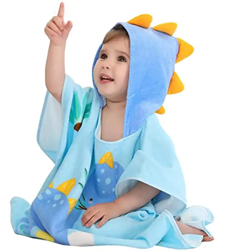Hilmocho Asciugamano Poncho con Cappuccio per Bambini Telo mare da Bagno con Cappuccio Accappatoio in Morbido Cotone Assorbente per Ragazzi