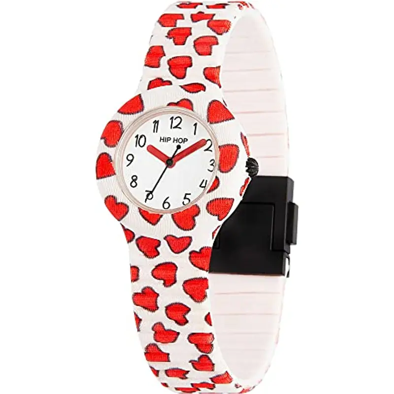 HIP HOP Collezione Happy Love, Orologio Donna, con Cinturino in Silicone Intercambiabile, Pratica Chiusura, Lunetta Bianca, Numeri Neri