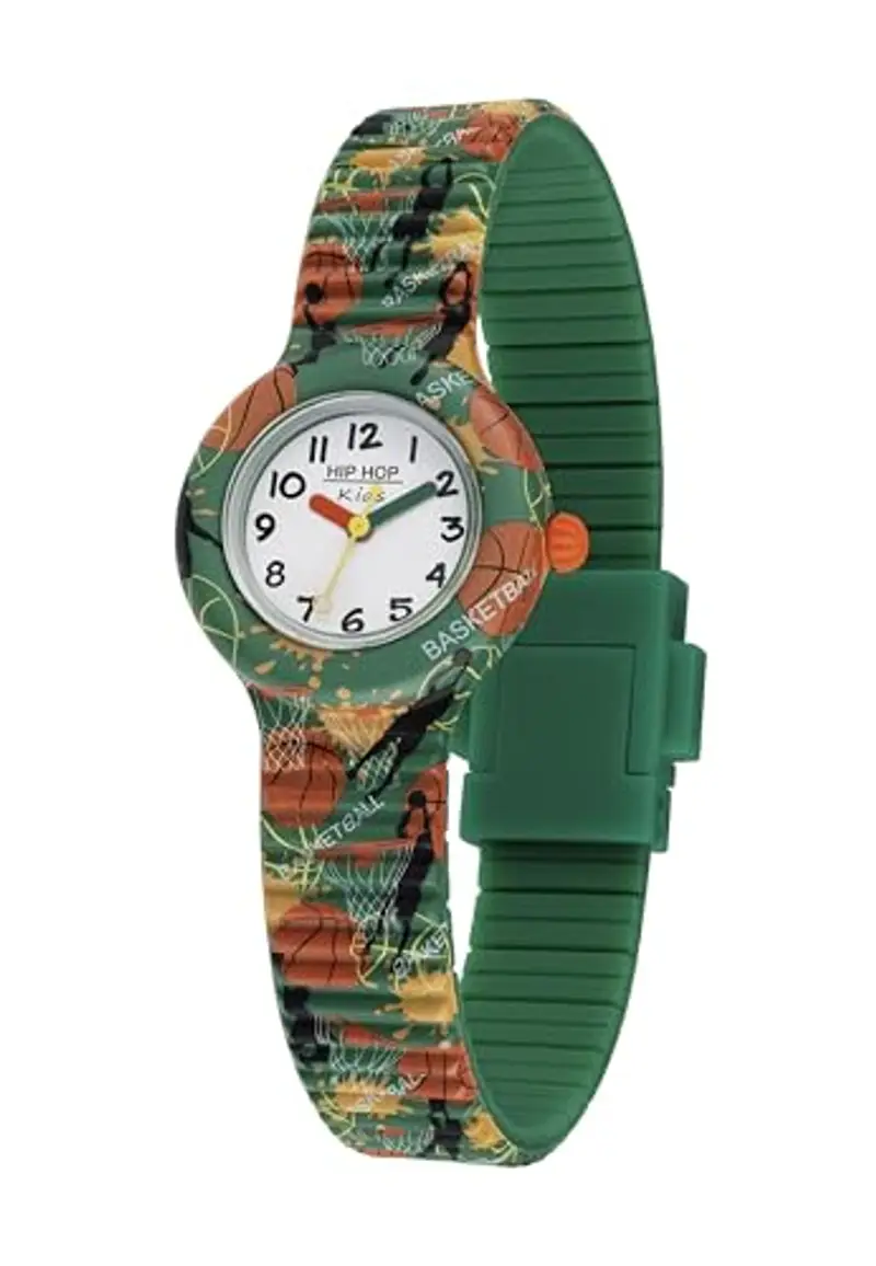 HIP HOP Collezione Kids Fun, Orologio Bambino Basket, con Cinturino in Silicone Intercambiabile, Indici e Sfere Colorate, Cassa 28 mm