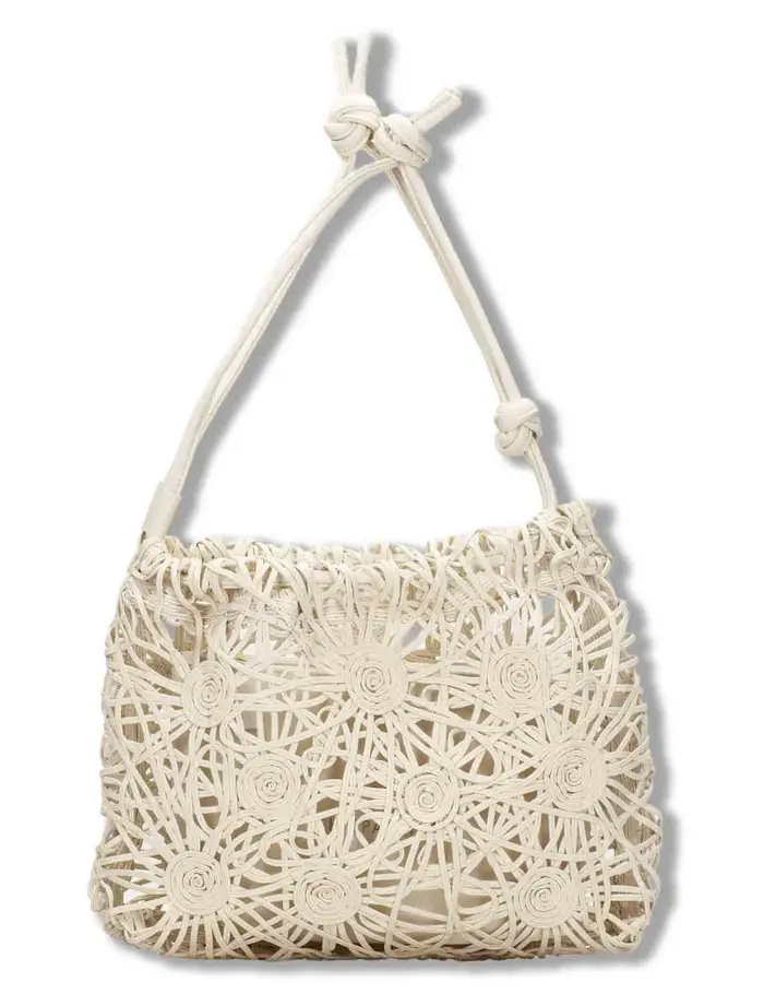 Borse morbida con coulisse in tessuto off white Donna BV264728 BUTTER