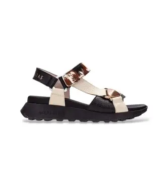 Hispanitas per donna CHV264807 Sandali color ambra, Pelle, Nero, 3 a 5cm, Velcro, Casual