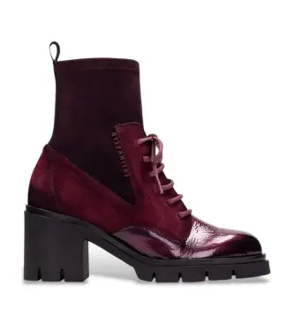 Hispanitas per donna HI254281 Stivaletti alla caviglia in pelle bordeaux Zurich Rock, 5 a 8cm, Cerniera, Casual
