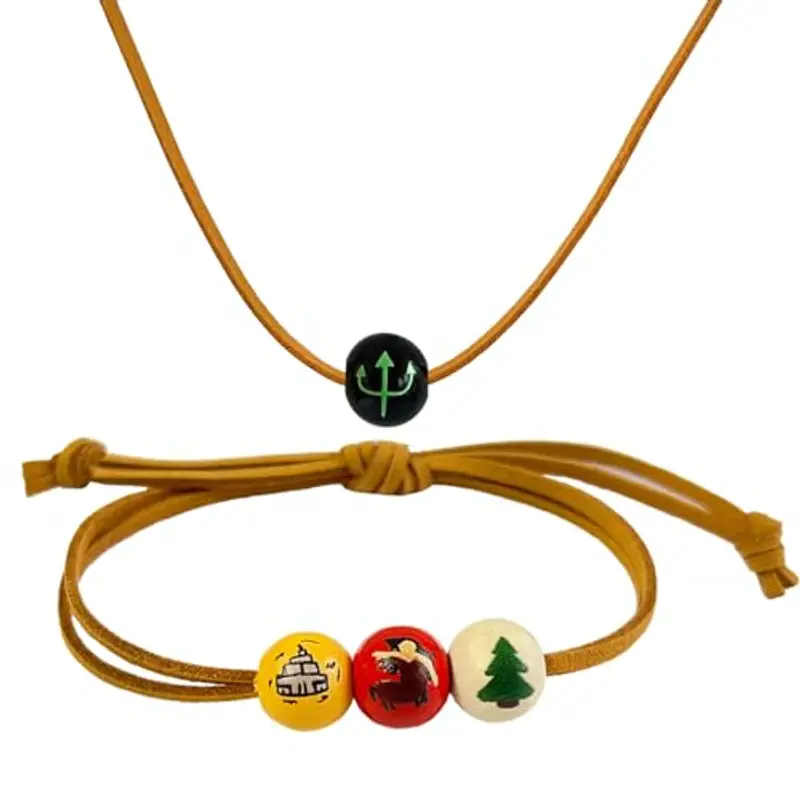 HJYZY Camp Half Blood Percy Collana Anas Braccialetto di perline di legno Mitologia greca Olympians Dei Accessori per i fan 2 pezzi, 1