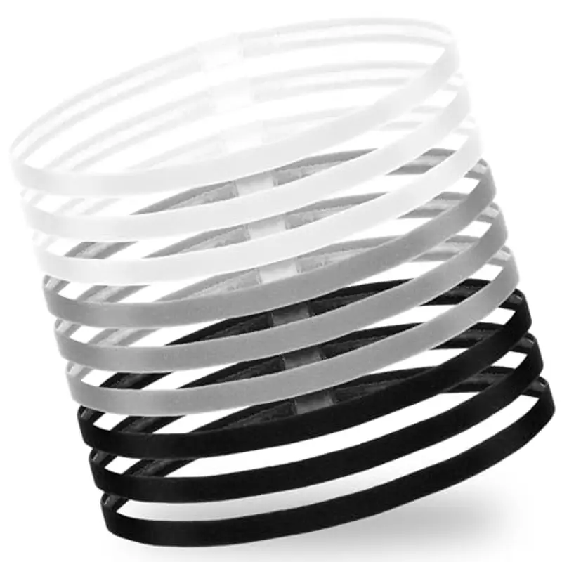 HJZHII 9 fasce elastiche per capelli, sportive, sottili, da donna, nere, per sport, bambini, antiscivolo, per yoga