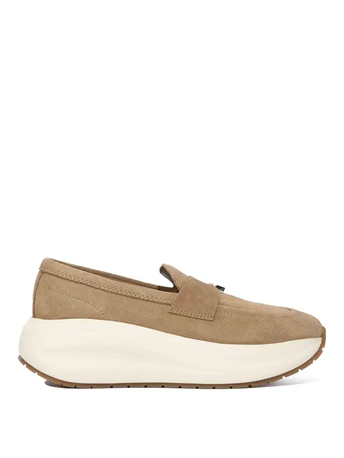 Hogan Mocassini Maxi I Active In Pelle Scamosciata Cammello