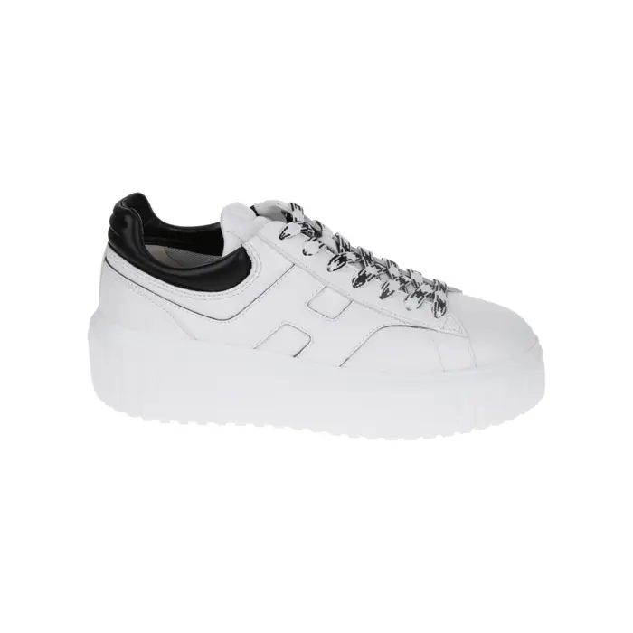Hogan scarpe donna h-stripes in pelle bianca e nera