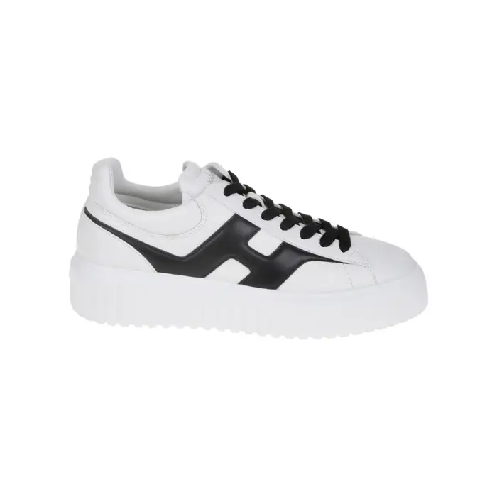 Hogan scarpe h-stripes uomo in nappa bianca e nera