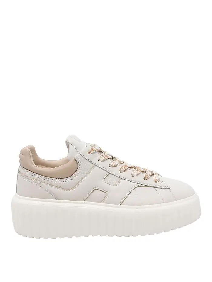 Sneakers con strisce ad H Beige