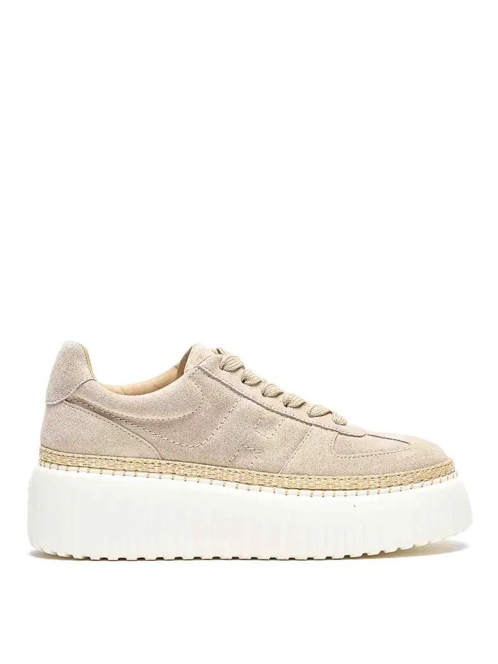 Hogan Sneakers con strisce ad H Beige