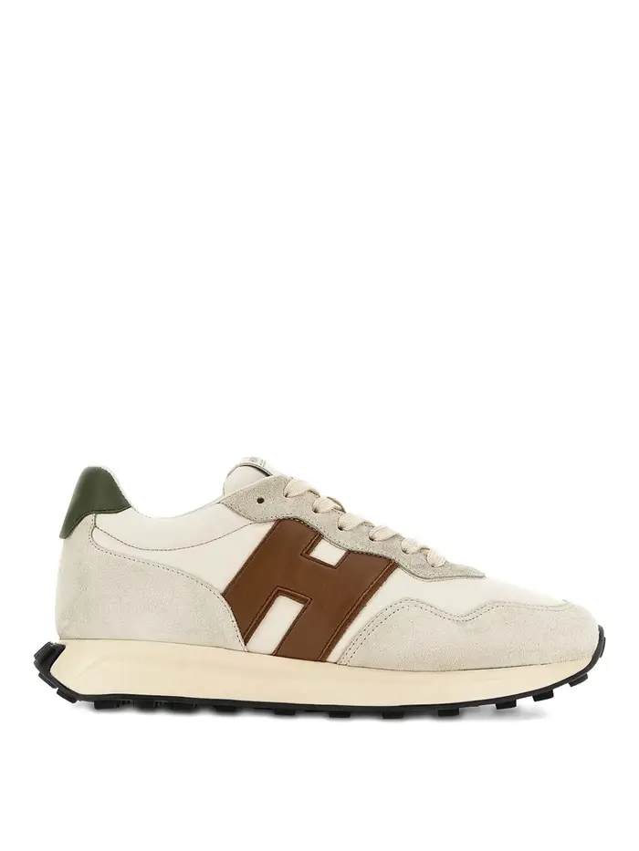 Hogan Sneakers H601 In Pelle Marrone/Verde/Beige