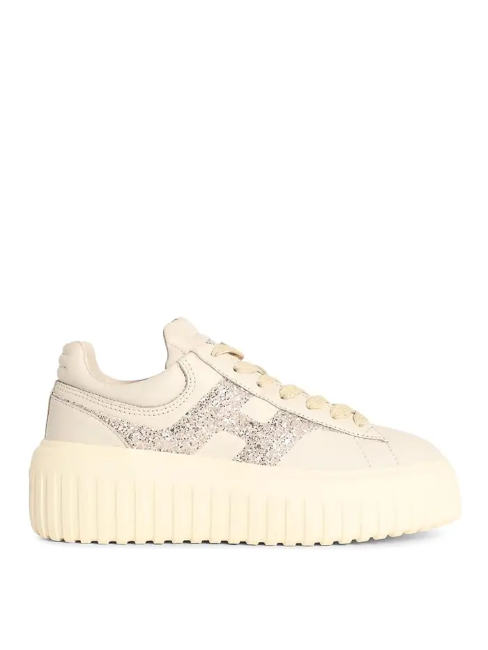 Hogan Sneakers in pelle bianca con strisce H Bianco