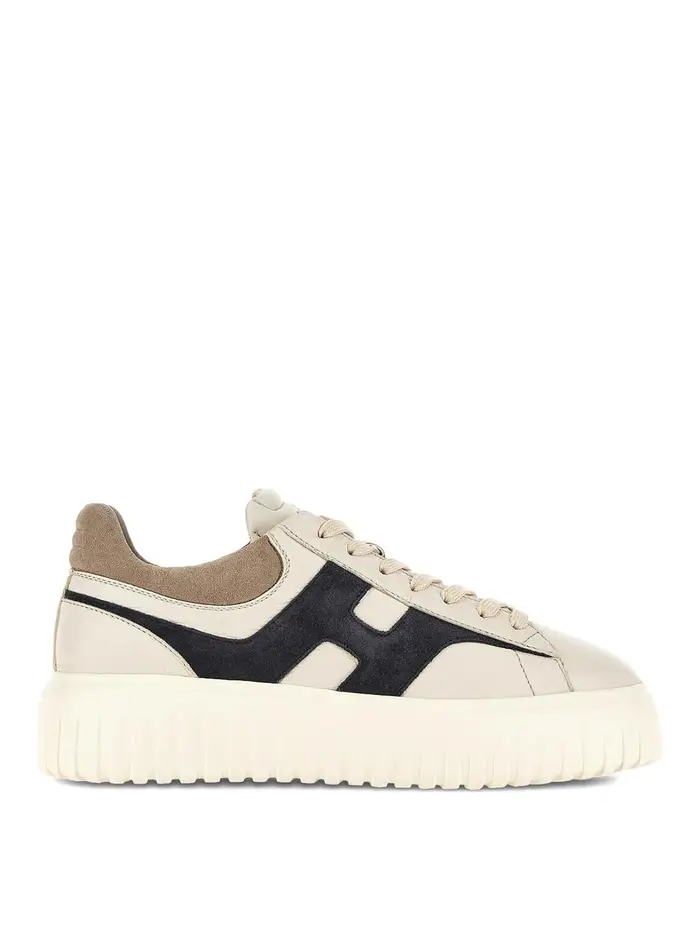Hogan Sneakers in pelle con strisce H Beige