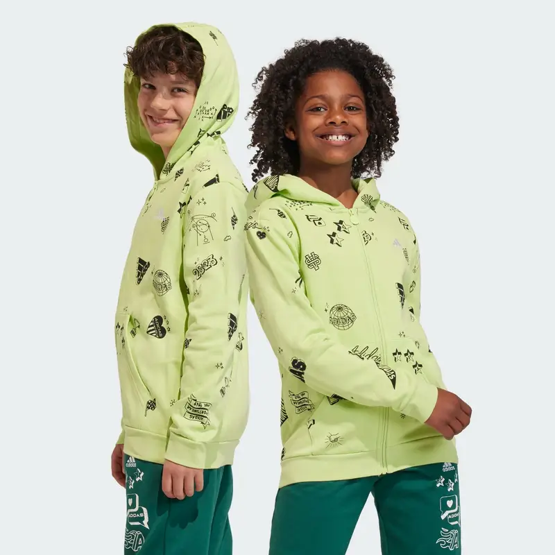 Hoodie Brand Love Allover Print Full-Zip Junior | Adidas