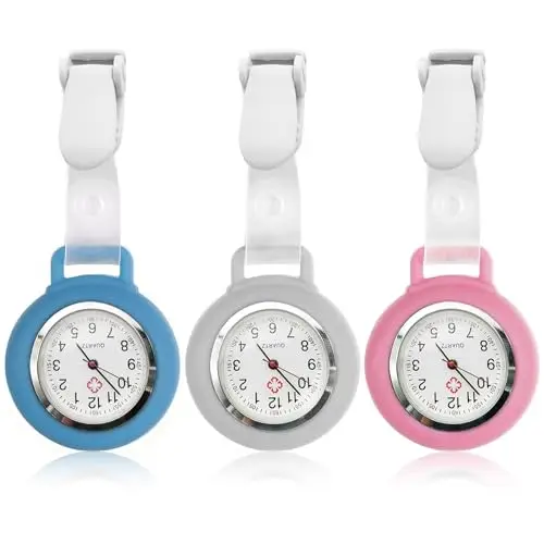 HOSPAOP Orologio da infermiera con clip, orologio da infermiera, analogico al quarzo, orologio da tasca, orologio da