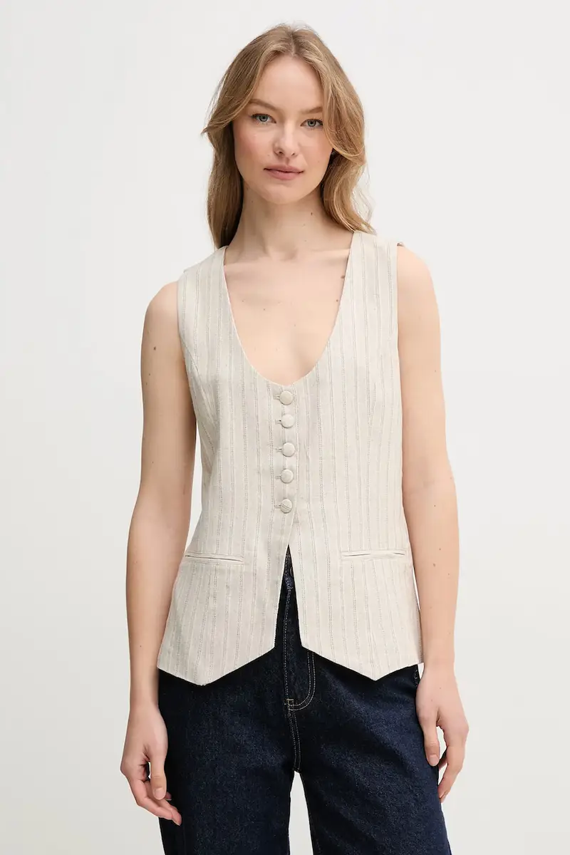 Hoss Intropia gilè con aggiunta di lino colore beige 5479196