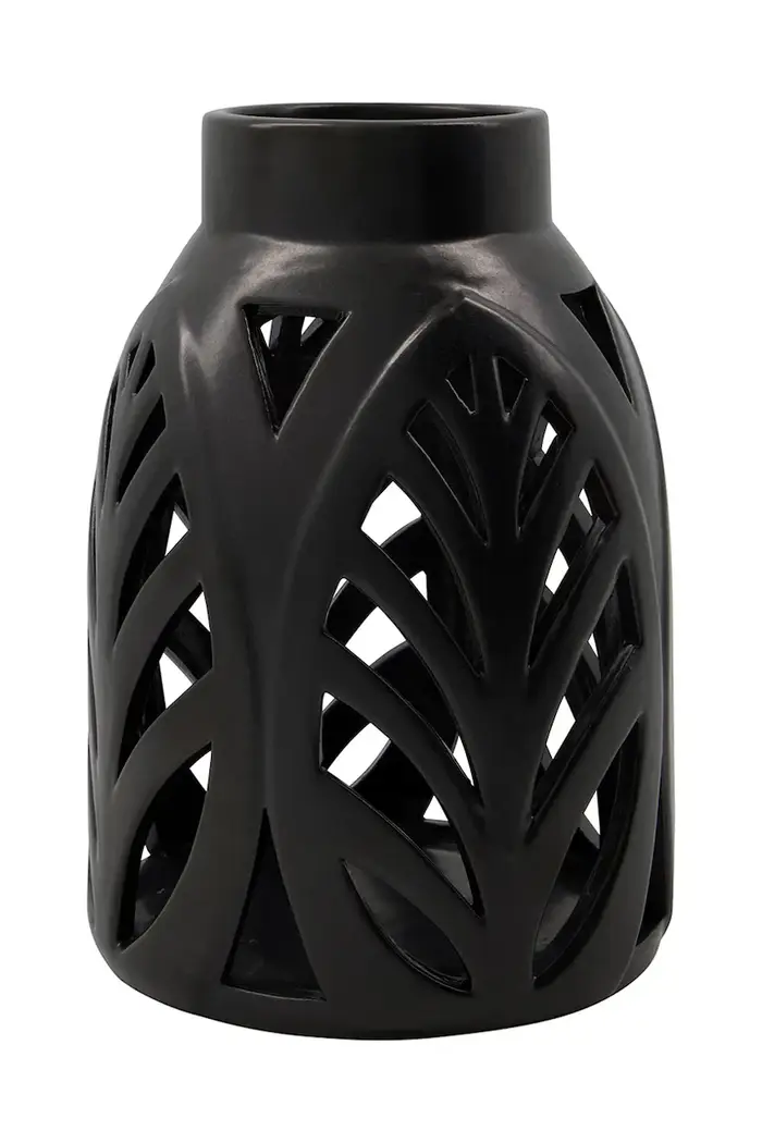 lanterna decorativa in gres 22 x 9 x 14,5 cm Nero