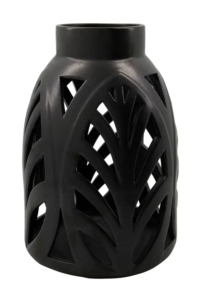 lanterna decorativa in gres 32 x 12 x 22 cm Nero