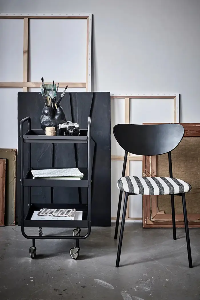 libreria su ruote 42 x 38 x 85 cm Nero miniatura 4