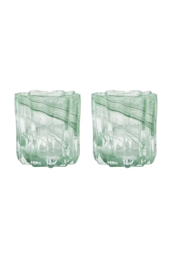 set di portacandele indipendente in vetro colorato 11,5 x 8 x 10 cm Verde
