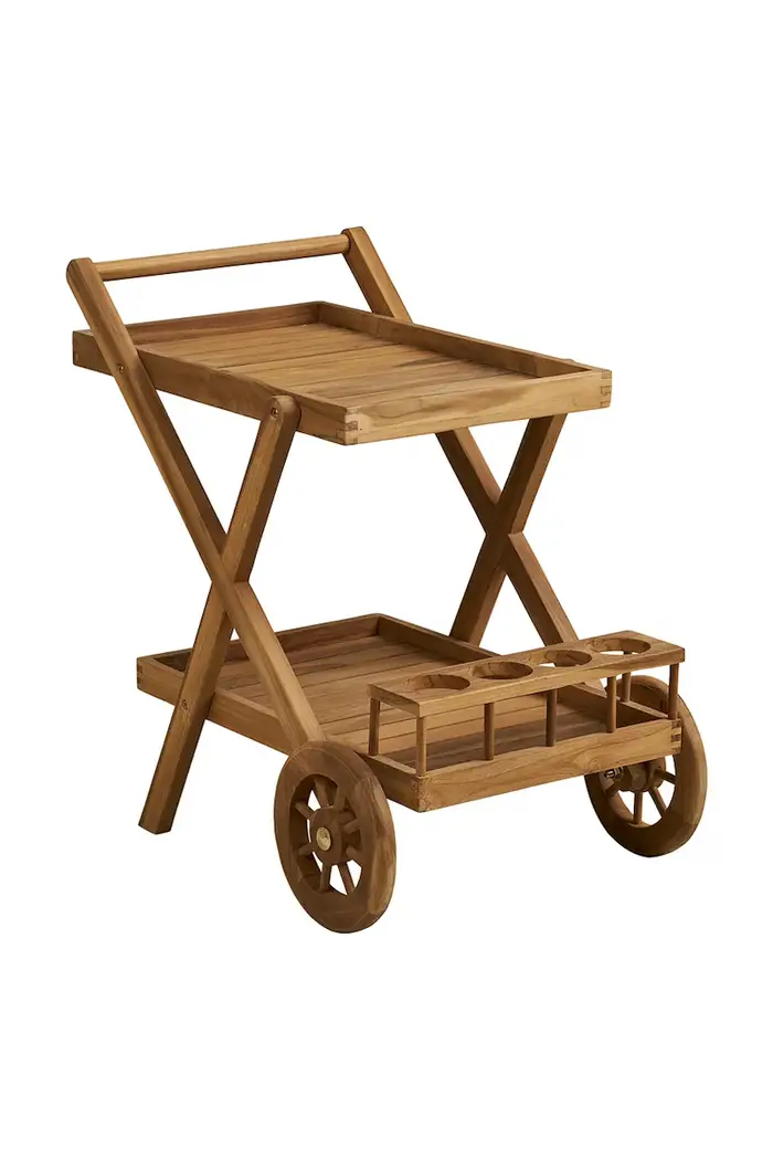 House Nordic mobile a ruote in legno teak 50 x 86 x 81 cm Beige