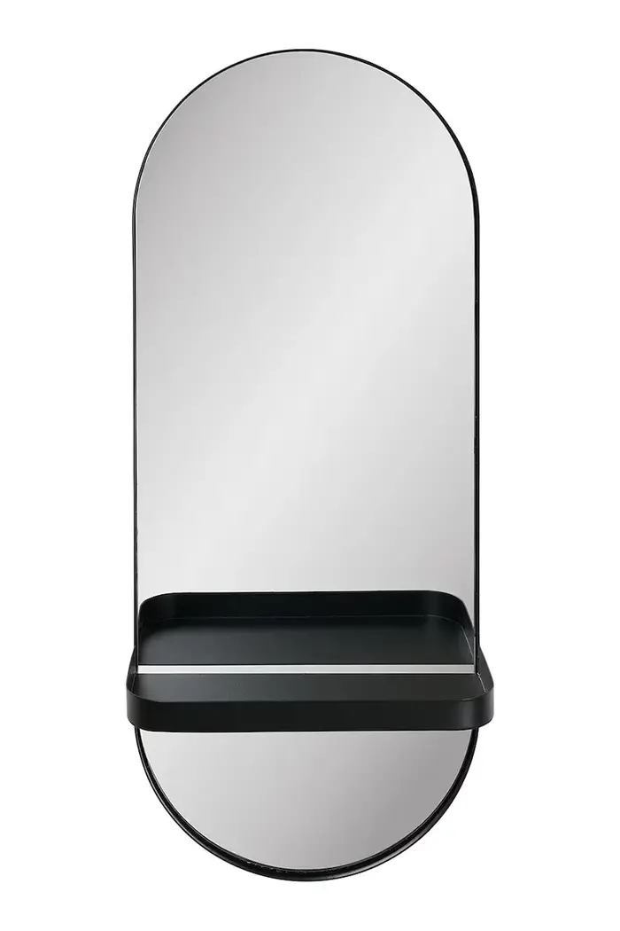 House Nordic specchio da parete con mensola 25 x 12 x 60 cm Nero